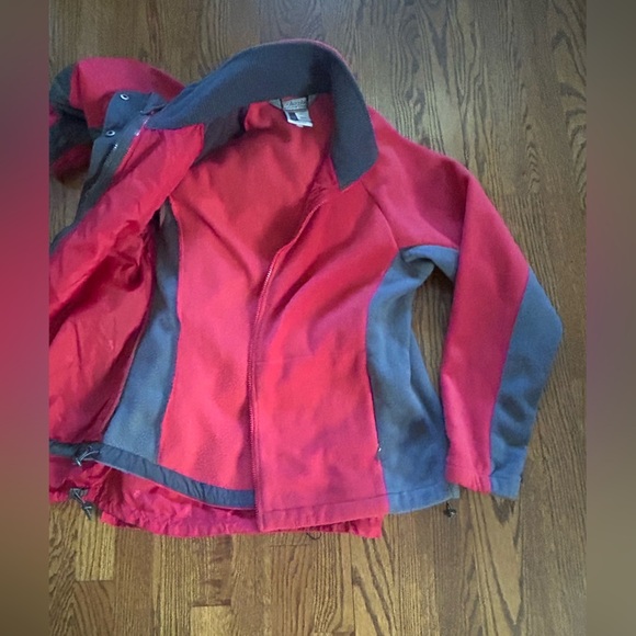 Columbia Vertex Red Gray Interchange 3-in-1 Waterproof Jacket Women’s Size Large - Picture 7 of 8